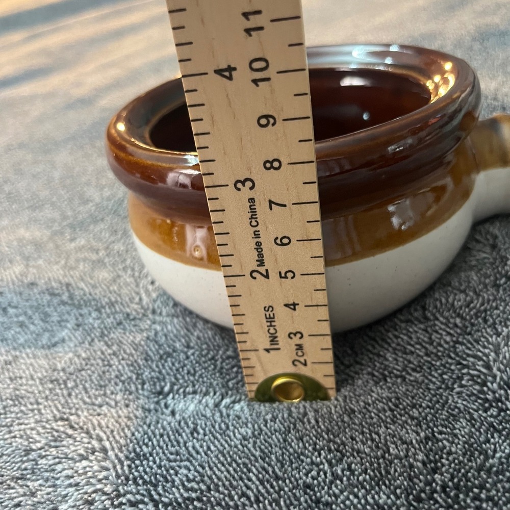 Vintage Set of 4 Brown Glazed Stoneware Soup Crocks with Lids and Handles - Picture 8 of 8